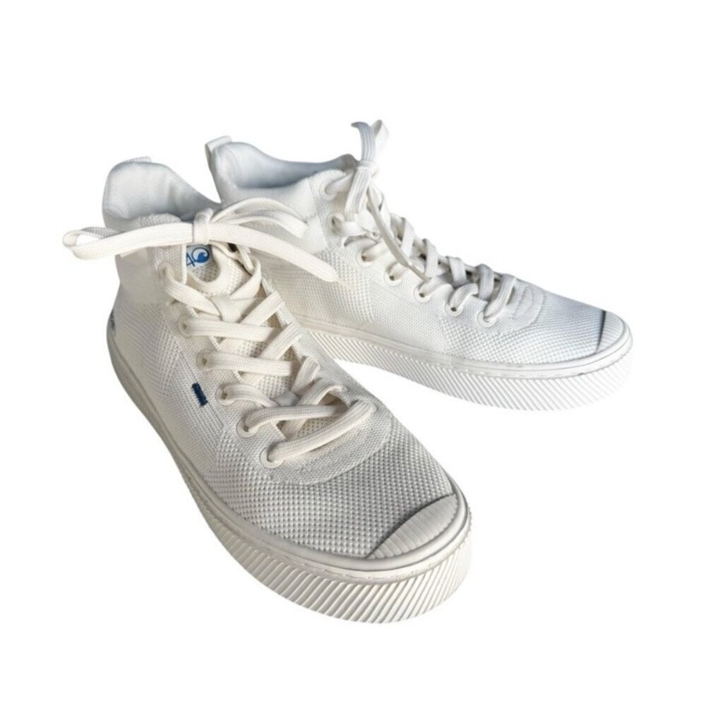 Cariuma 4Ocean Women's Sz 10 Off White Knit High-Top Sneakers Lace Up Casual